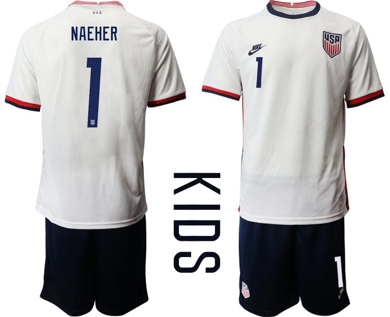 Youth 2020-2021 Season National team United States home white #1 Soccer Jersey